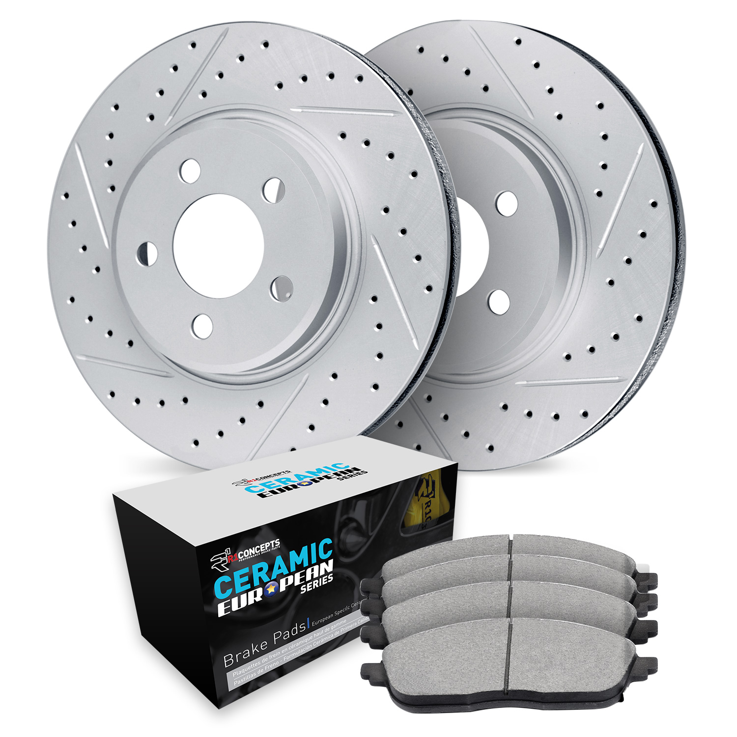 2018 Mini Cooper S Silver Performance Drilled/Slotted Rotors with Ceramic European