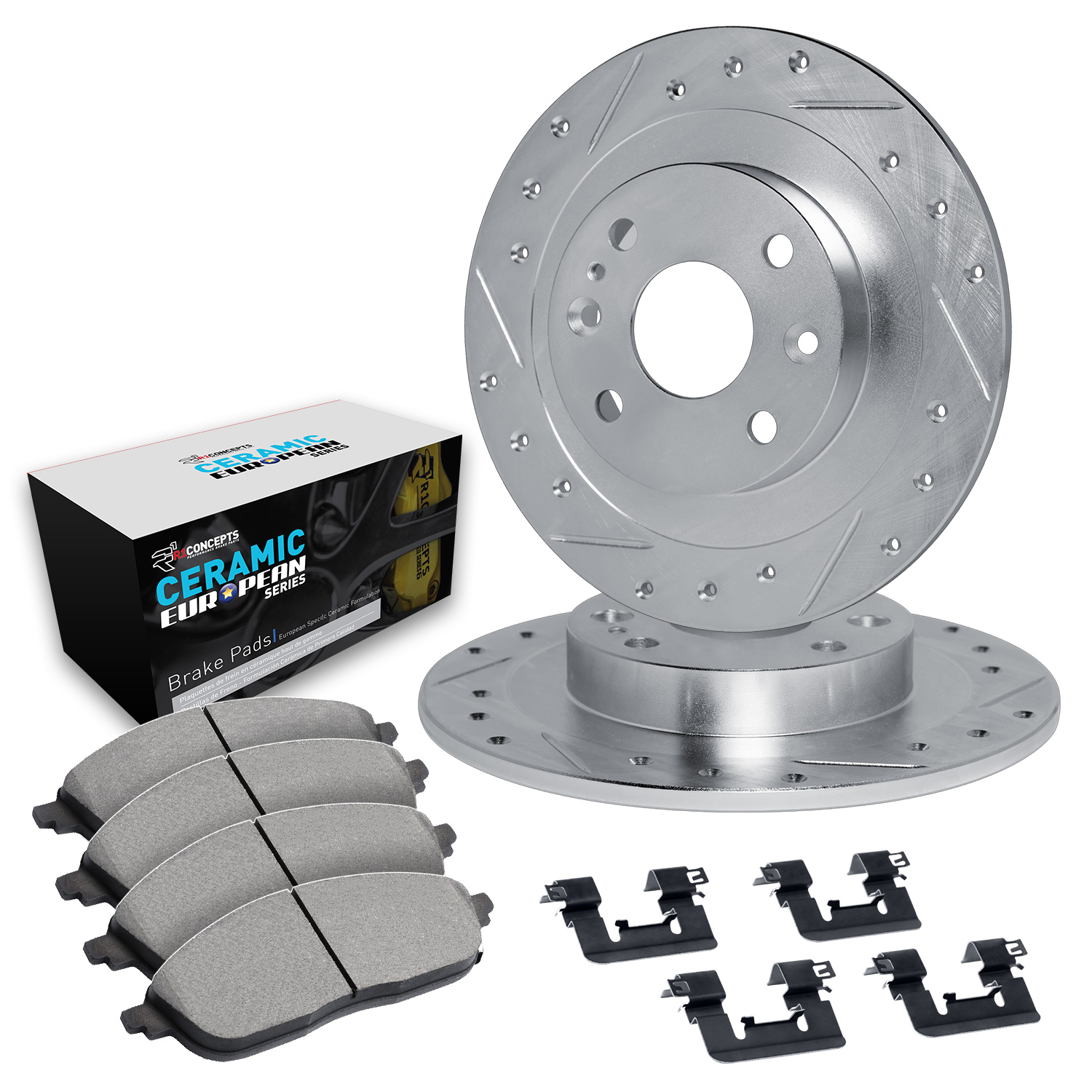 2012 Fiat 500 Lounge Silver Performance Drilled/Slotted Rotors with Ceramic European
