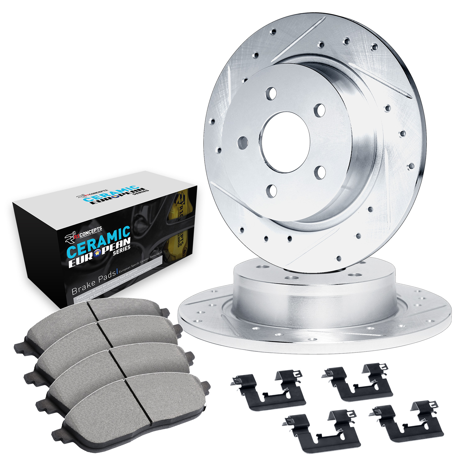 1995 Mercedes-Benz SL320 Base Silver Performance Drilled/Slotted Rotors with Ceramic European