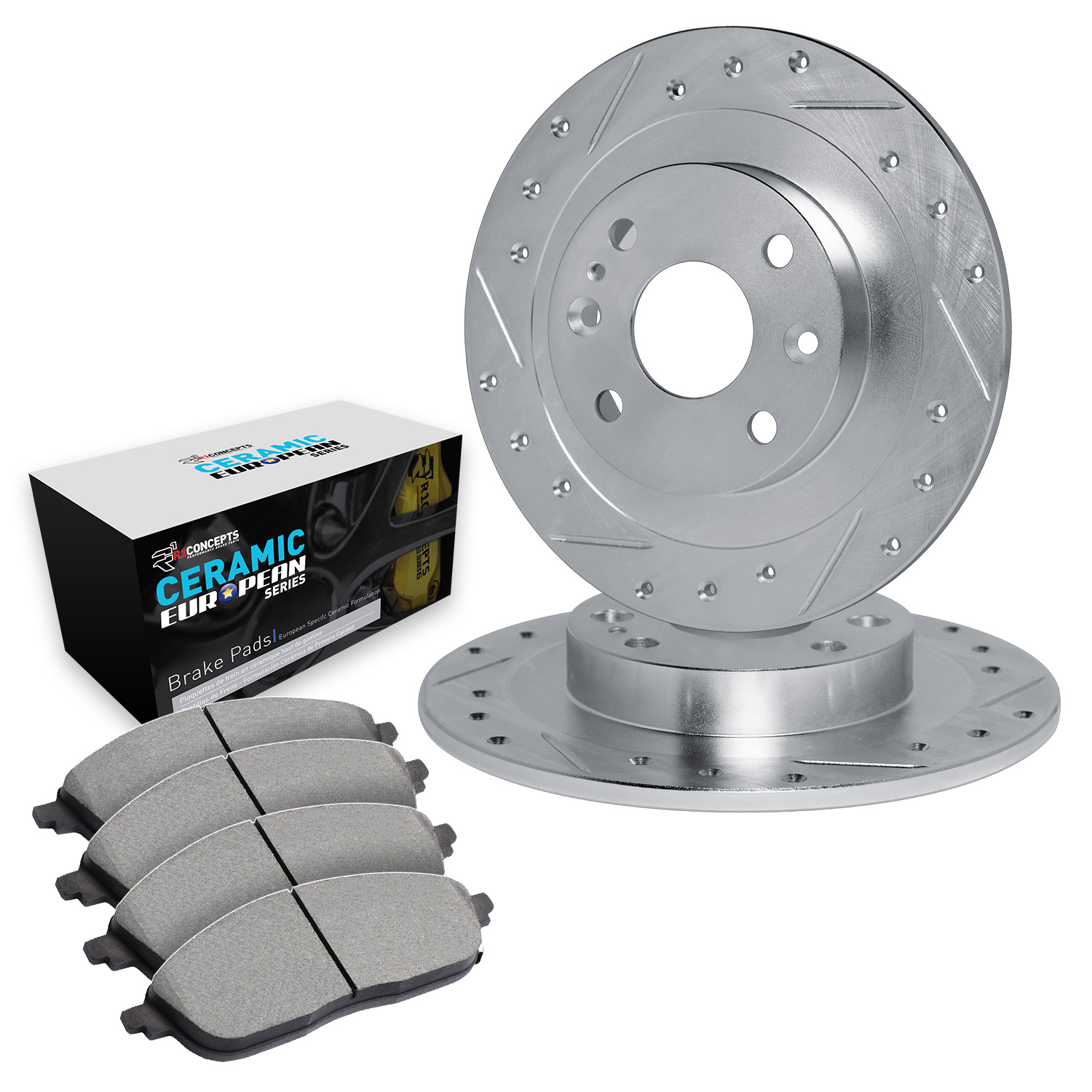 2004 Ford Focus ZTW Silver Performance Drilled/Slotted Rotors with Ceramic European