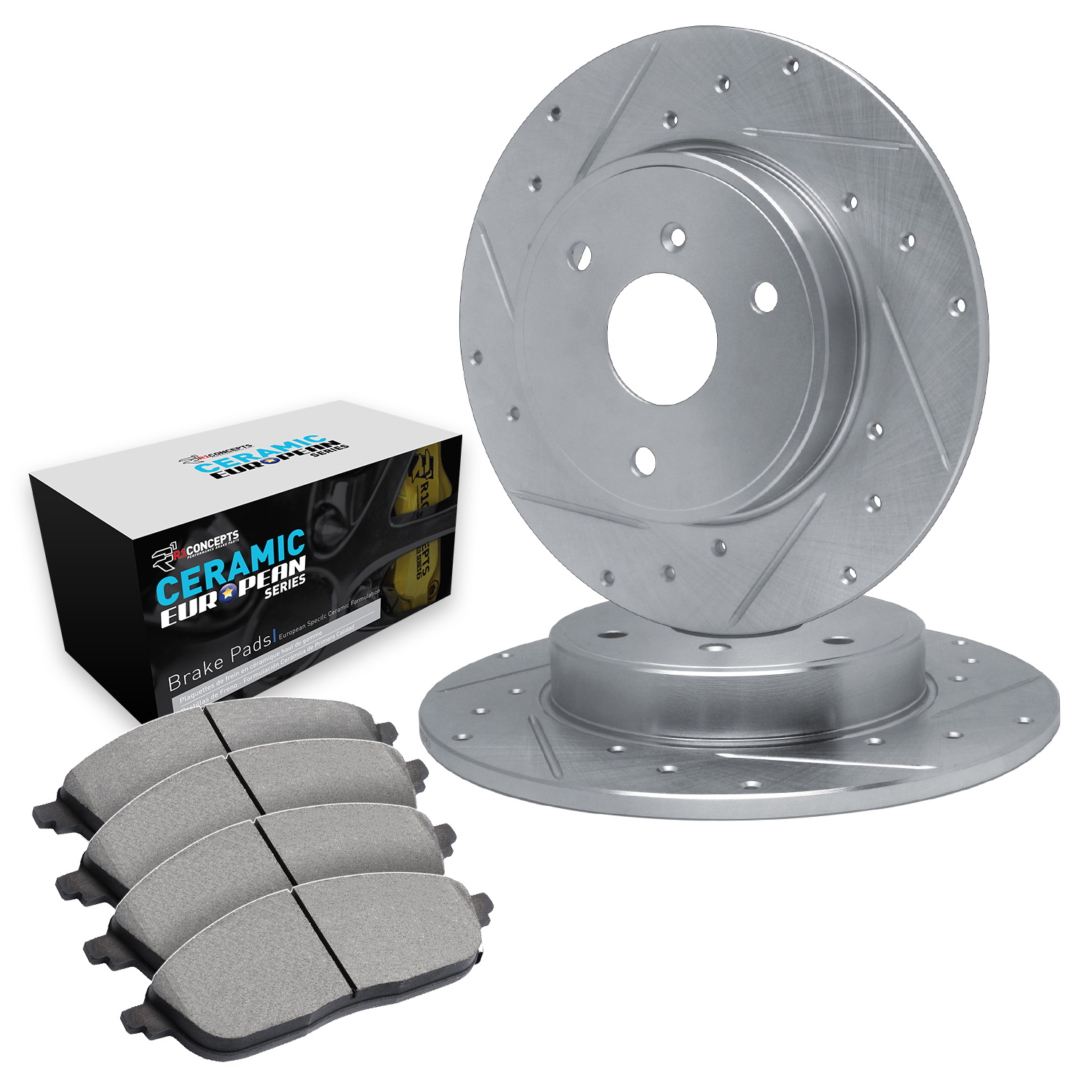 2012 Smart Fortwo Electric Drive Silver Performance Drilled/Slotted Rotors with Ceramic European