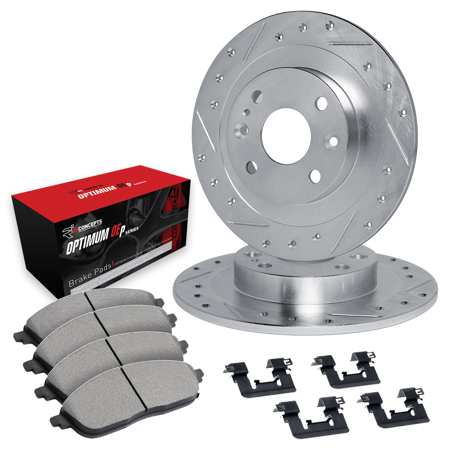 1970 MG MGB GT Silver Performance Drilled/Slotted Rotors with OPTIMUM OEp