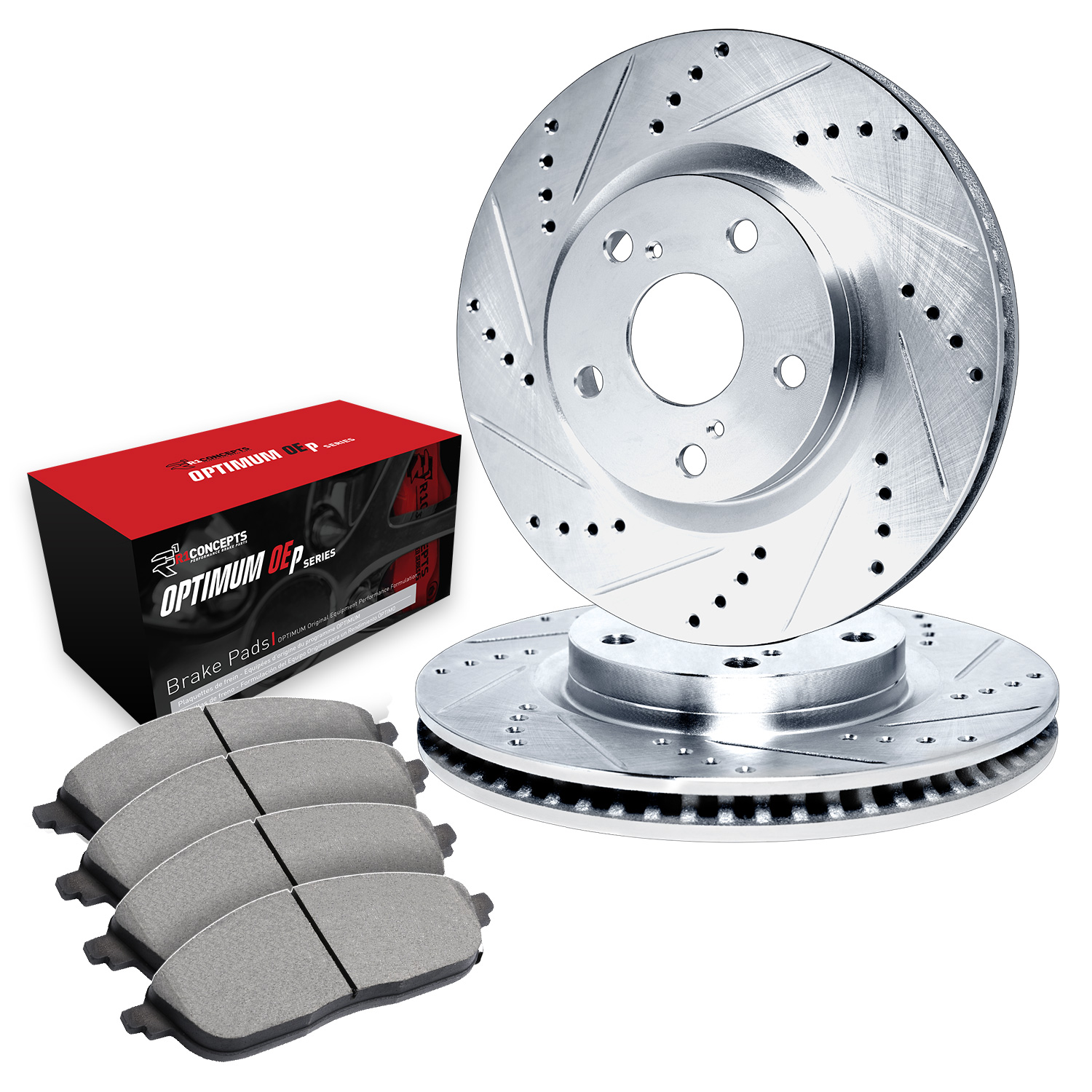1967 Chevrolet Impala SS Silver Performance Drilled/Slotted Rotors with OPTIMUM OEp