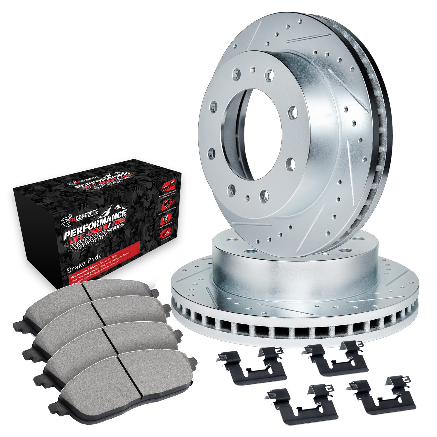 2011 Ford F-350 Super Duty XL Silver Performance Drilled/Slotted Rotors with Performance Off-Road/Tow