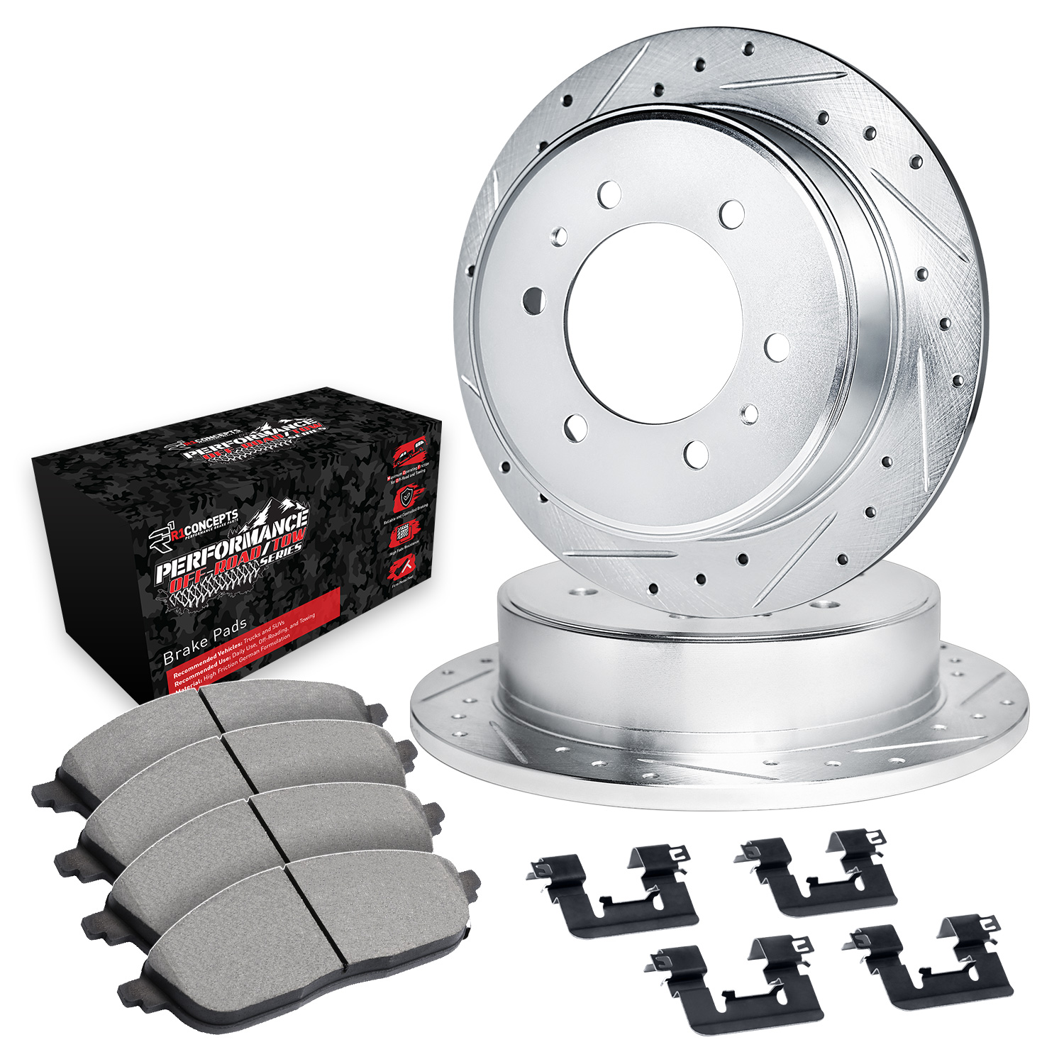 1980 Toyota Pickup DLX Silver Performance Drilled/Slotted Rotors with Performance Off-Road/Tow