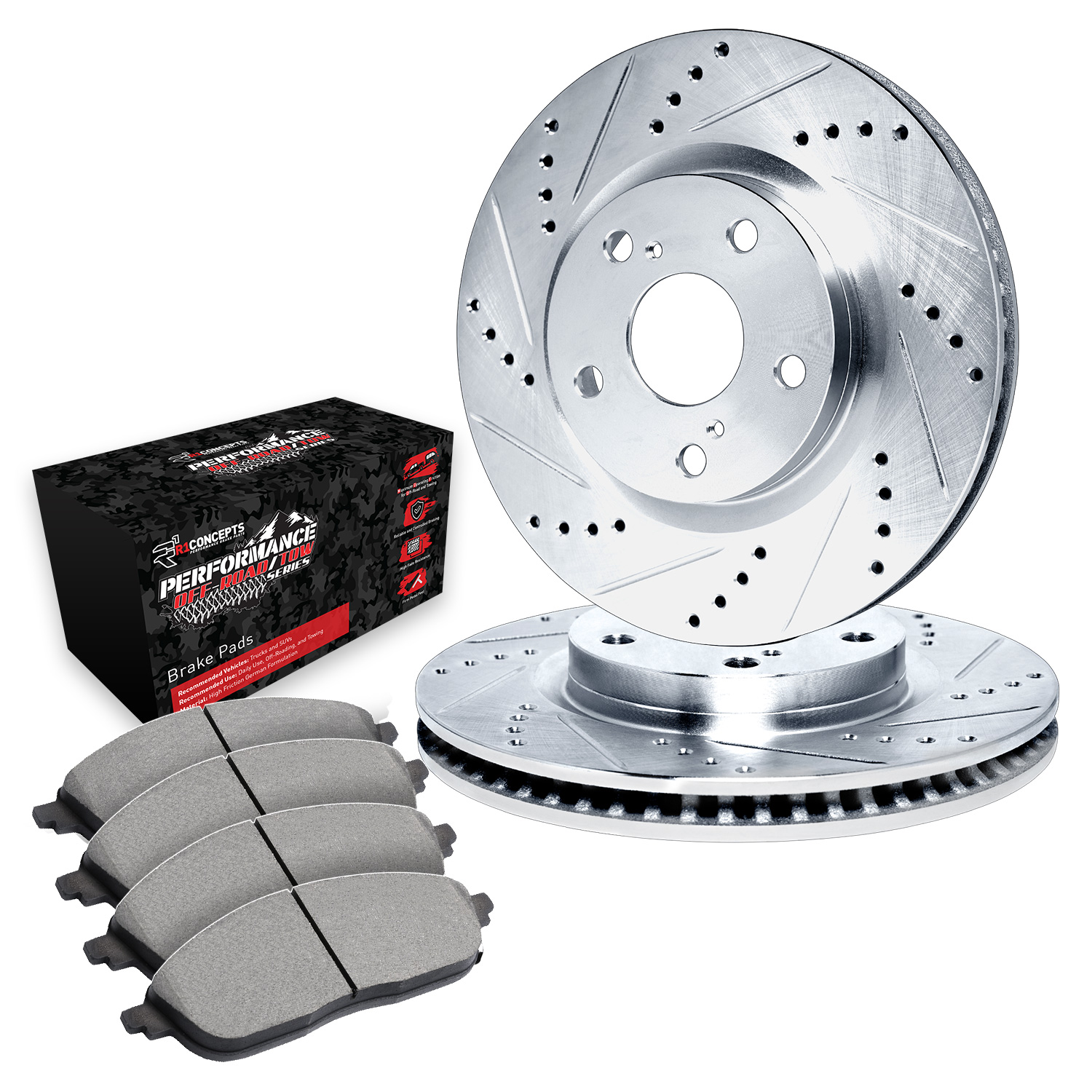 1980 Pontiac Grand LeMans Safari Silver Performance Drilled/Slotted Rotors with Performance Off-Road/Tow