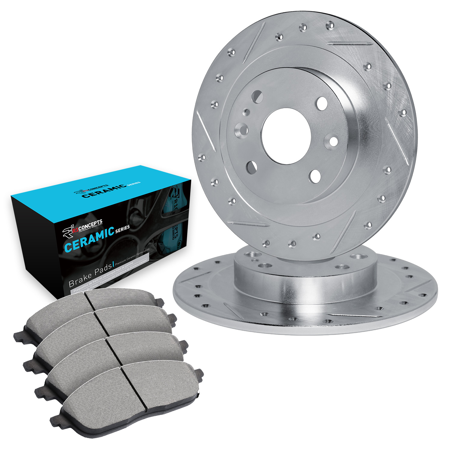 1982 Jaguar XJS Base Silver Performance Drilled/Slotted Rotors with Ceramic Series