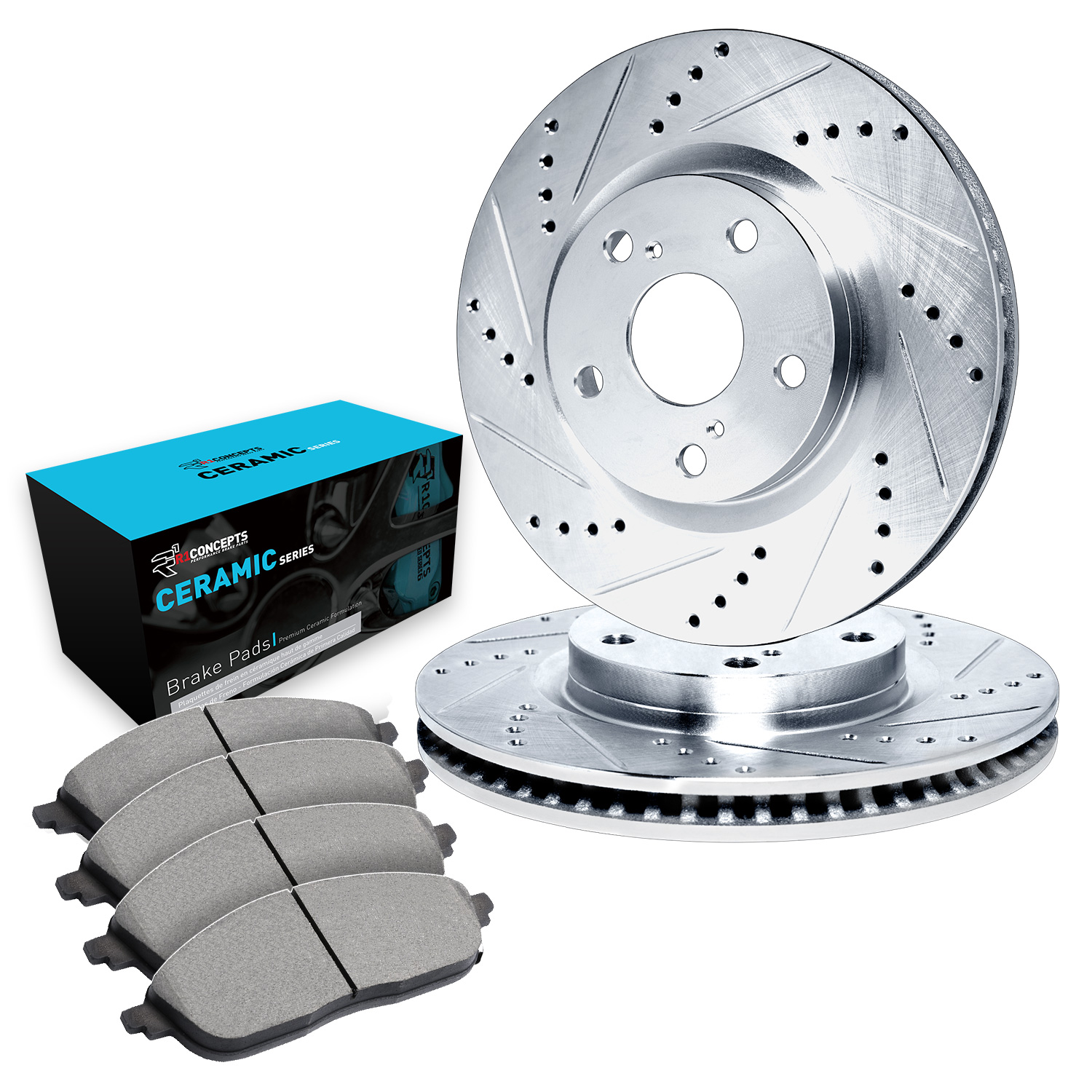 1980 Pontiac Grand LeMans Base Silver Performance Drilled/Slotted Rotors with Ceramic Series