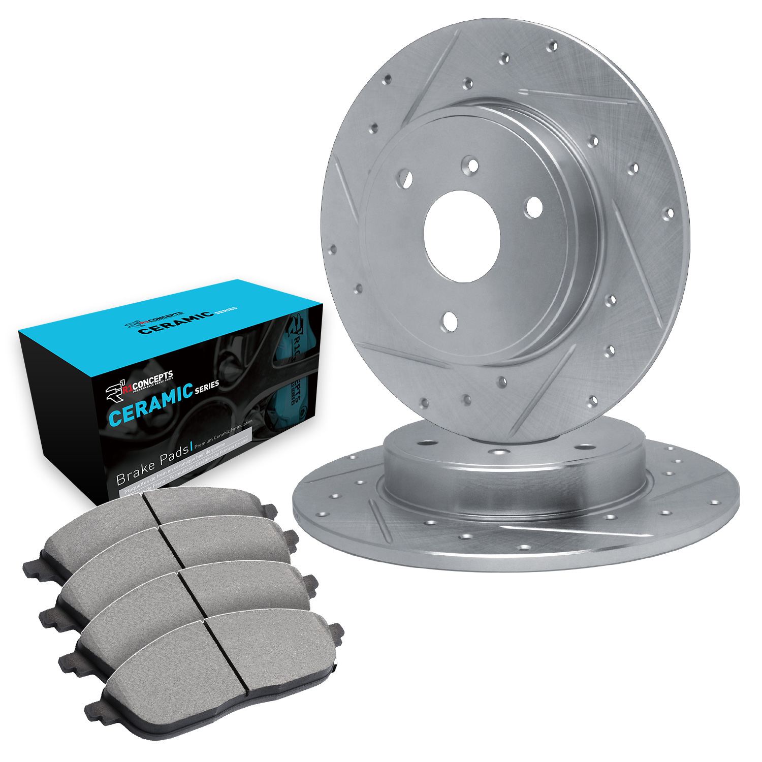 2012 Smart Fortwo MHD Silver Performance Drilled/Slotted Rotors with Ceramic Series