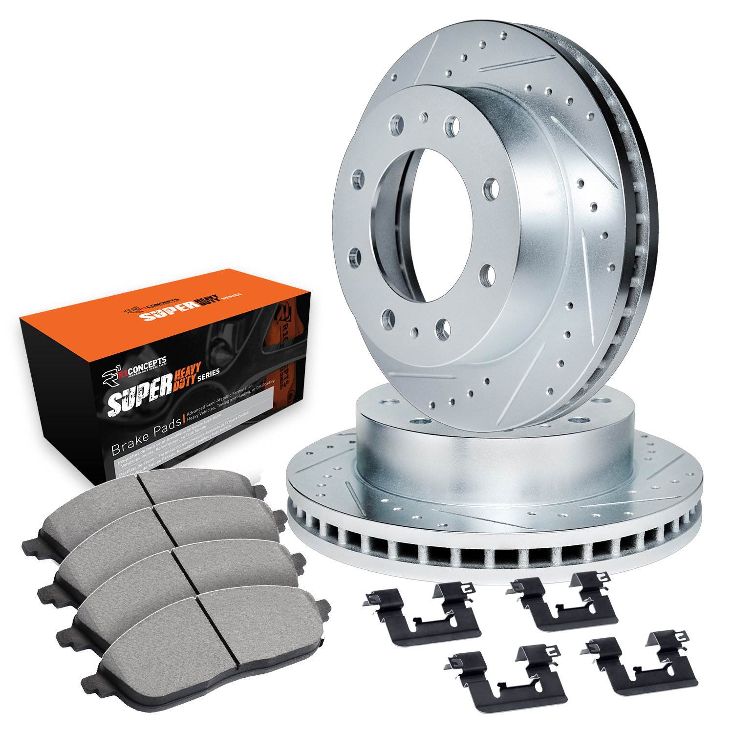 1992 Dodge D250 Base Silver Performance Drilled/Slotted Rotors with Super Heavy Duty
