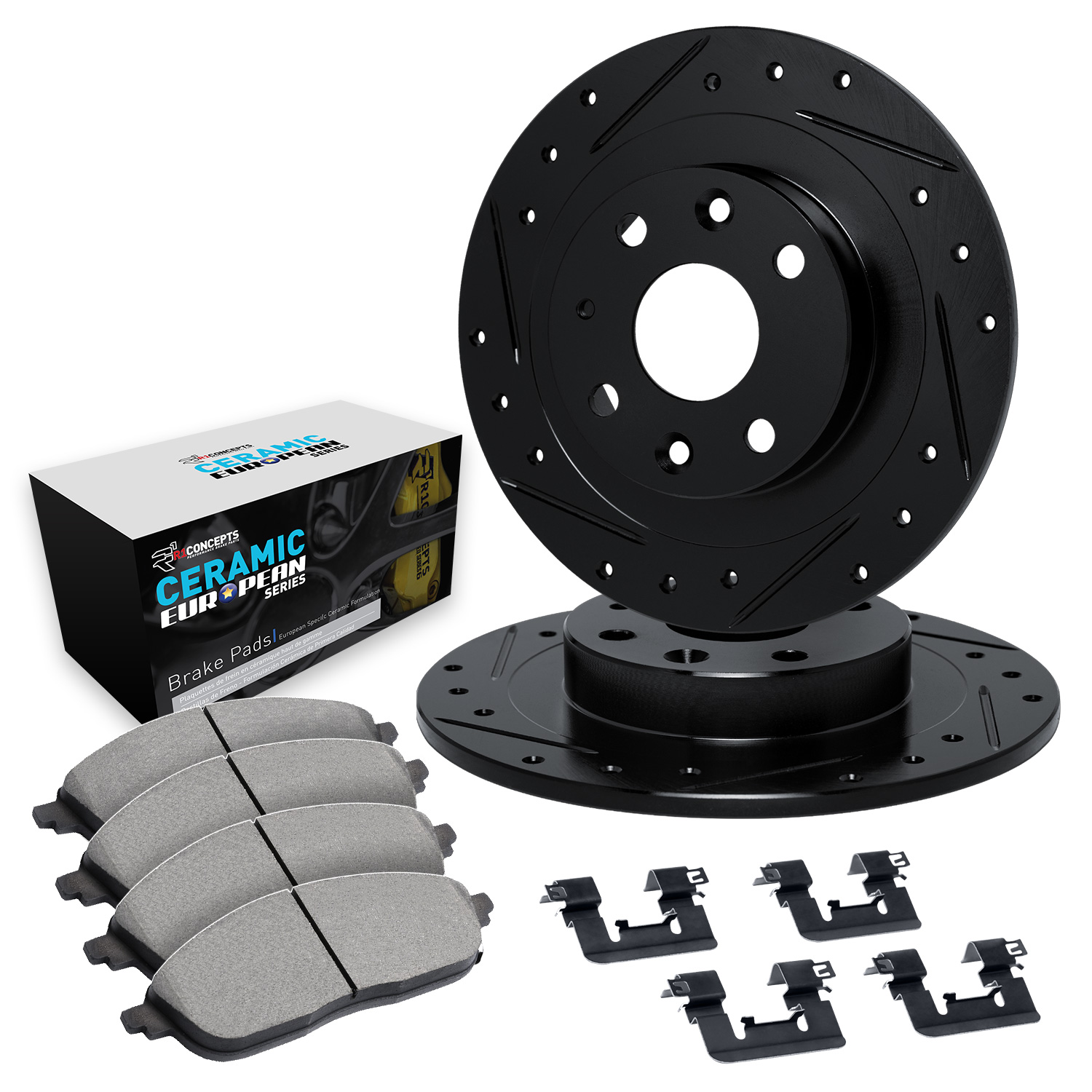 2017 Fiat 500 Abarth Black Performance Drilled/Slotted Rotors with Ceramic European