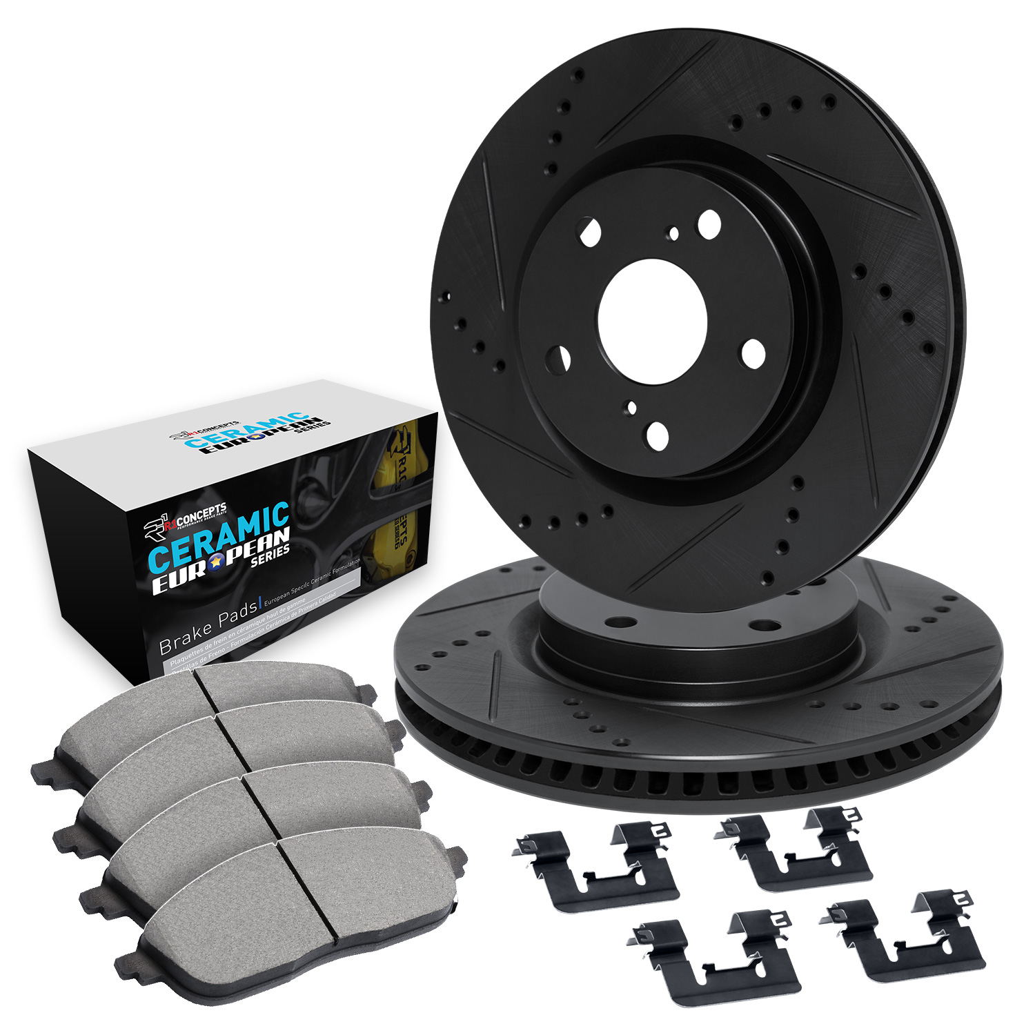 2017 Subaru WRX STI Base Black Performance Drilled/Slotted Rotors with Ceramic European