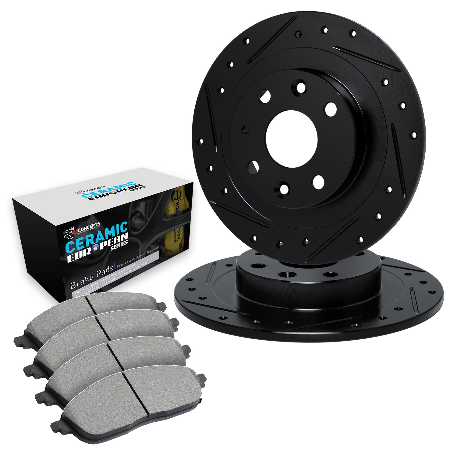 2004 Ford Focus High Black Performance Drilled/Slotted Rotors with Ceramic European