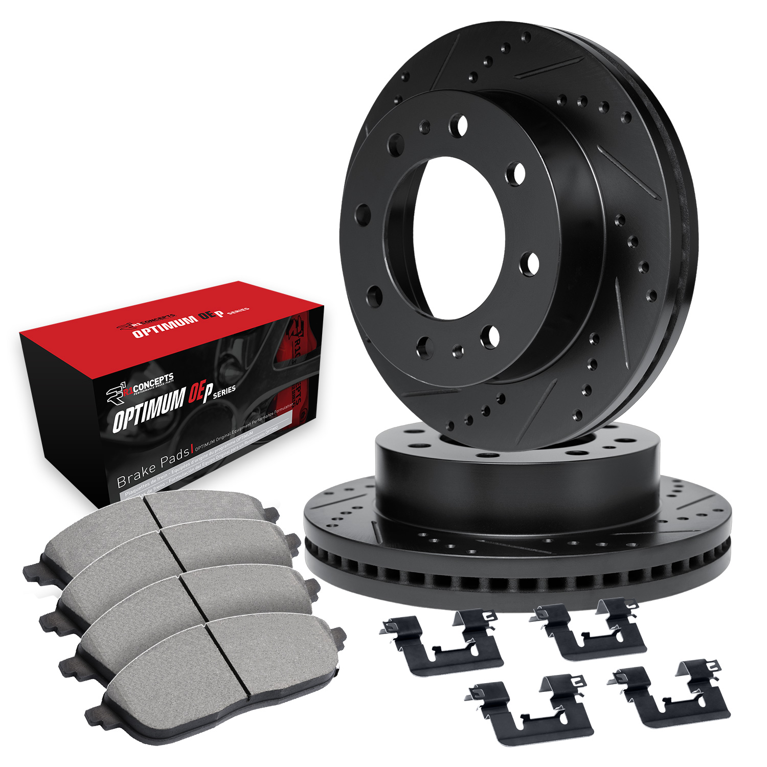 2012 Chevrolet Express 4500 Base Black Performance Drilled/Slotted Rotors with OPTIMUM OEp