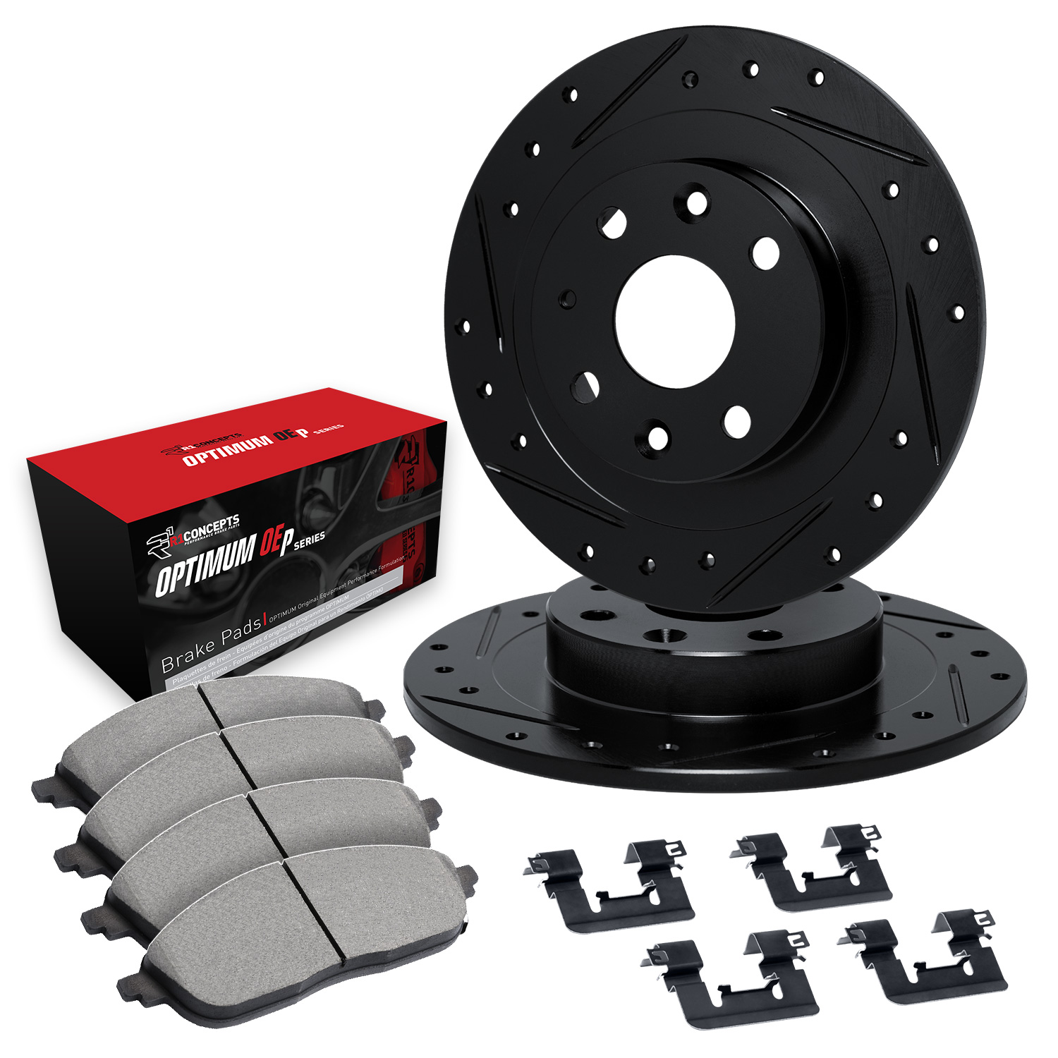 1977 Nissan 280Z Base Black Performance Drilled/Slotted Rotors with OPTIMUM OEp