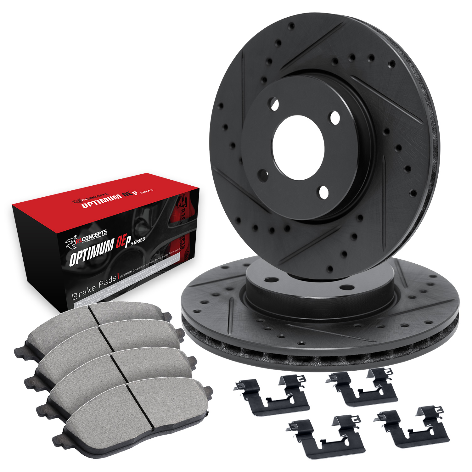 2000 Mazda Protege ES Black Performance Drilled/Slotted Rotors with OPTIMUM OEp