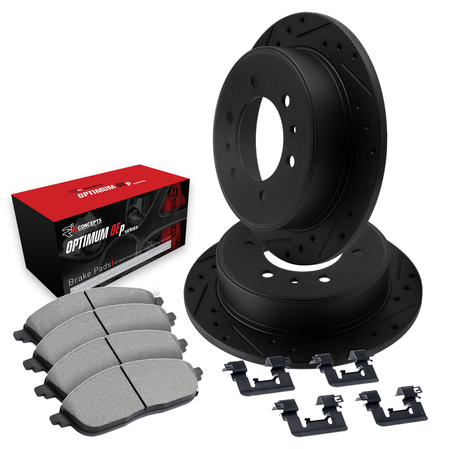 2008 Hummer H3 Luxury Black Performance Drilled/Slotted Rotors with OPTIMUM OEp