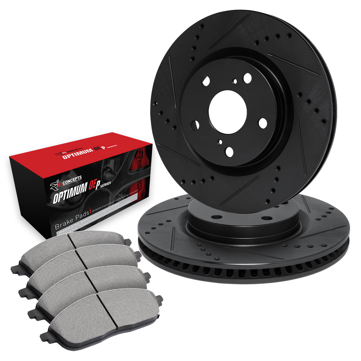 1996 Toyota Supra Twin Turbo Black Performance Drilled/Slotted Rotors with OPTIMUM OEp