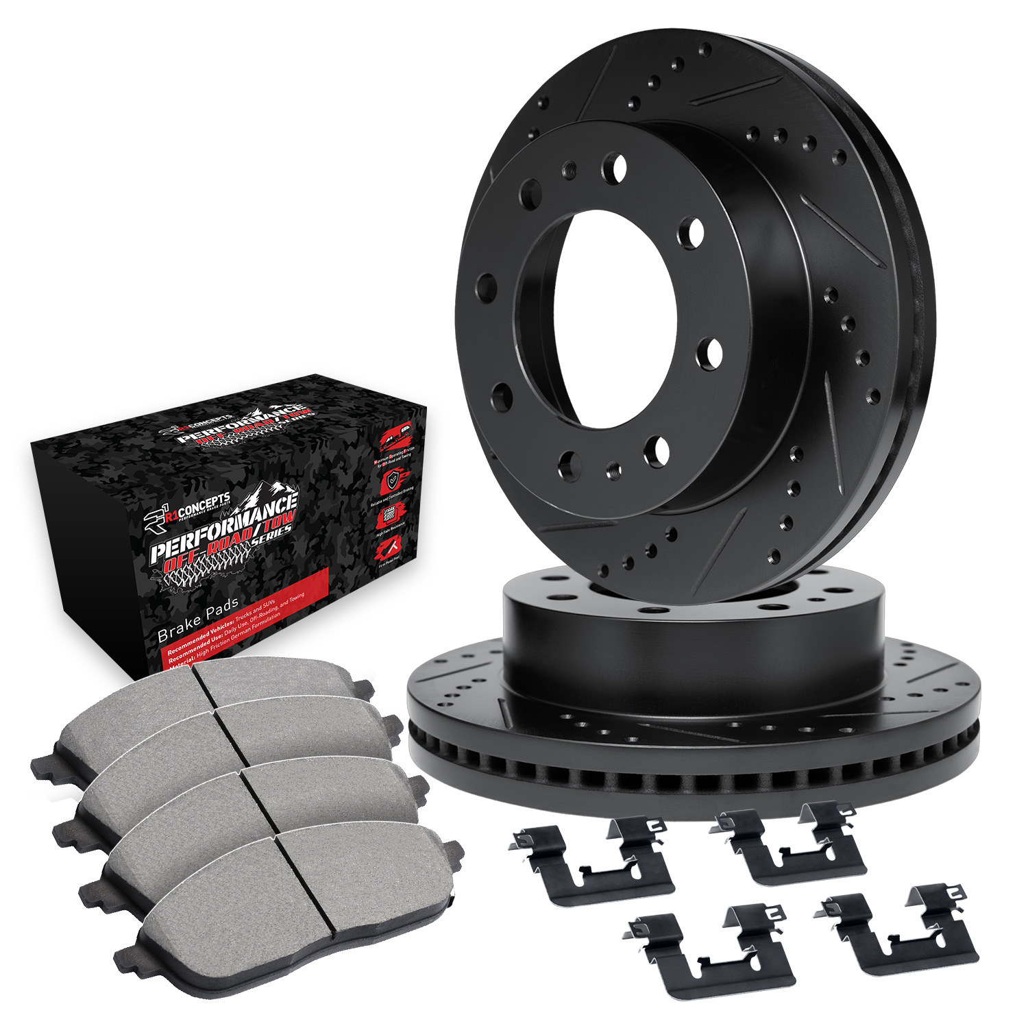 2003 Dodge Ram 2500 ST Black Performance Drilled/Slotted Rotors with Performance Off-Road/Tow