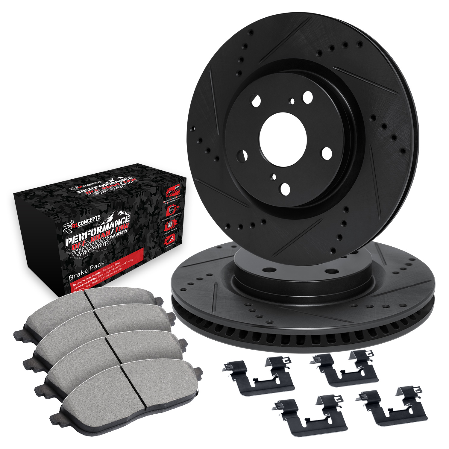 2000 Chevrolet Express 1500 Base Black Performance Drilled/Slotted Rotors with Performance Off-Road/Tow