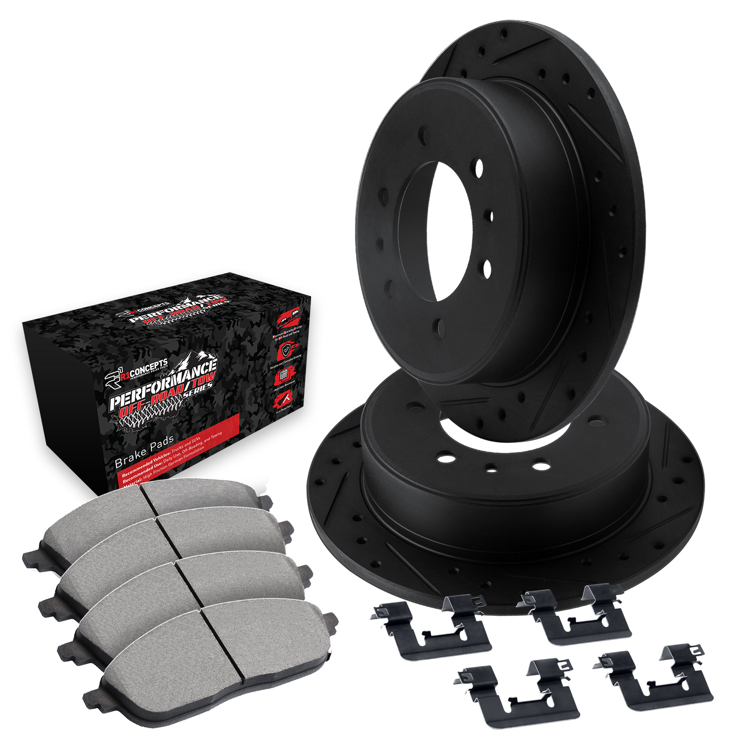 2015 Nissan TITAN SV Black Performance Drilled/Slotted Rotors with Performance Off-Road/Tow