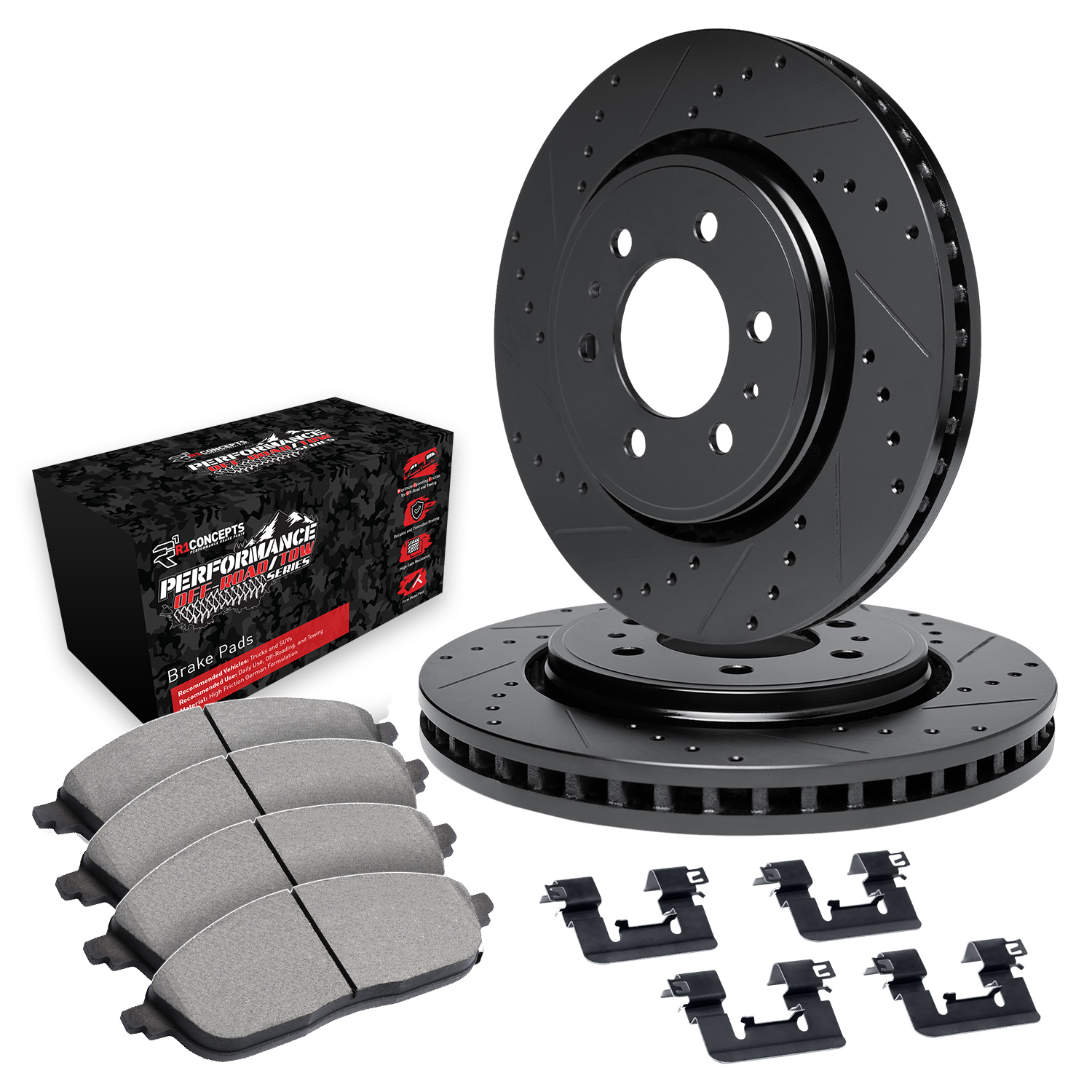 2015 Nissan TITAN PRO-4X Black Performance Drilled/Slotted Rotors with Performance Off-Road/Tow