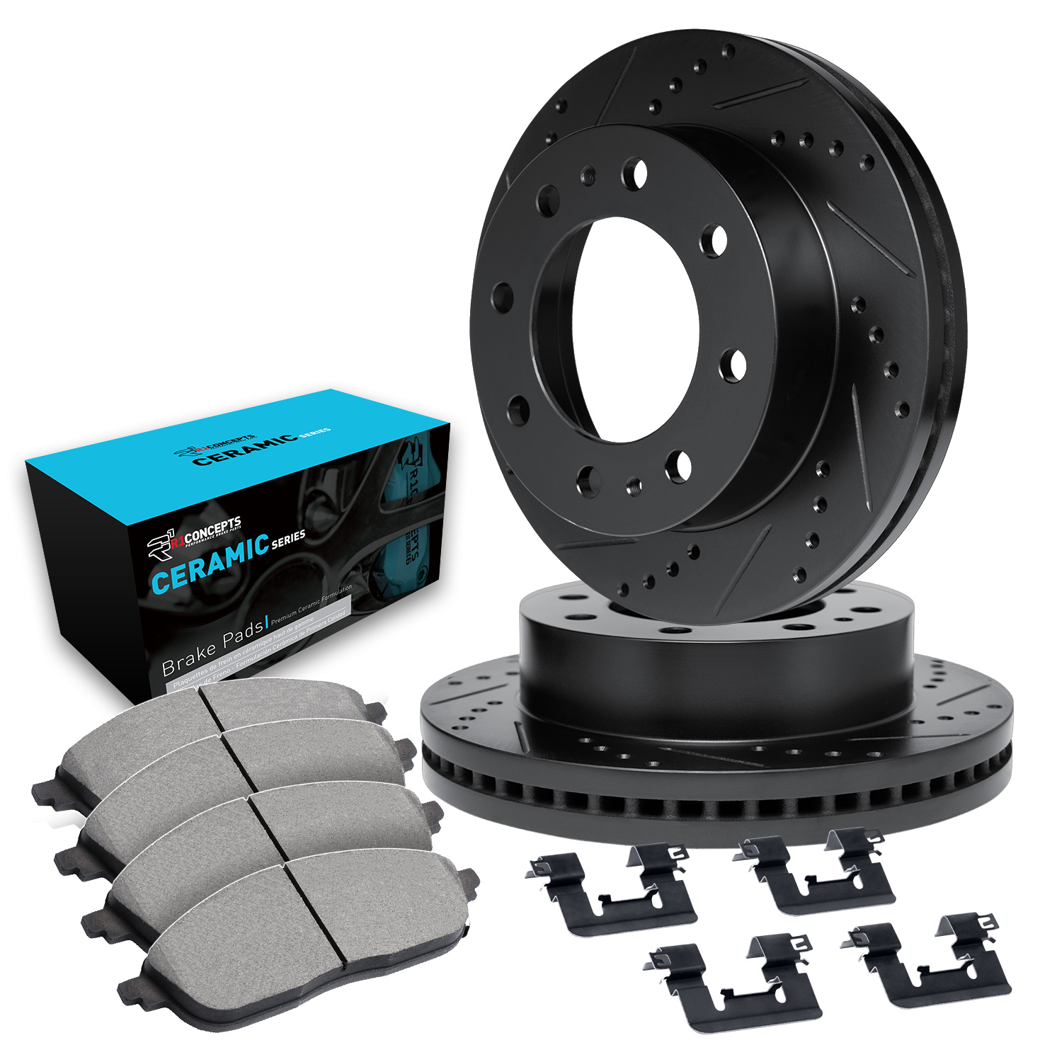 2003 Dodge Ram 2500 ST Black Performance Drilled/Slotted Rotors with Ceramic Series