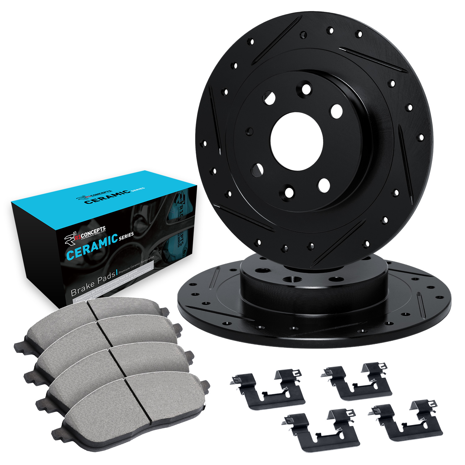 2000 Acura Integra LS Black Performance Drilled/Slotted Rotors with Ceramic Series