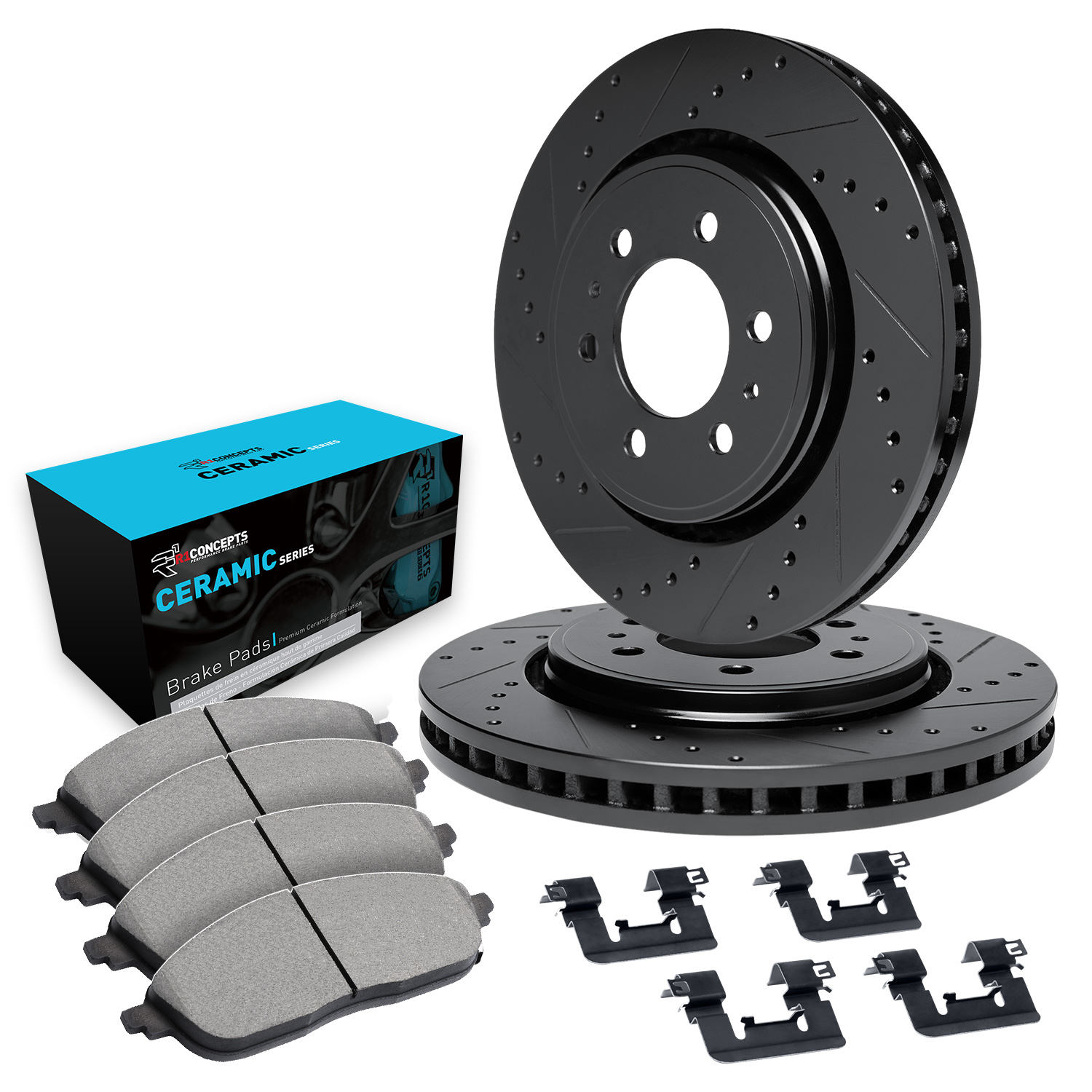 2016 Lexus GX460 Base Black Performance Drilled/Slotted Rotors with Ceramic Series