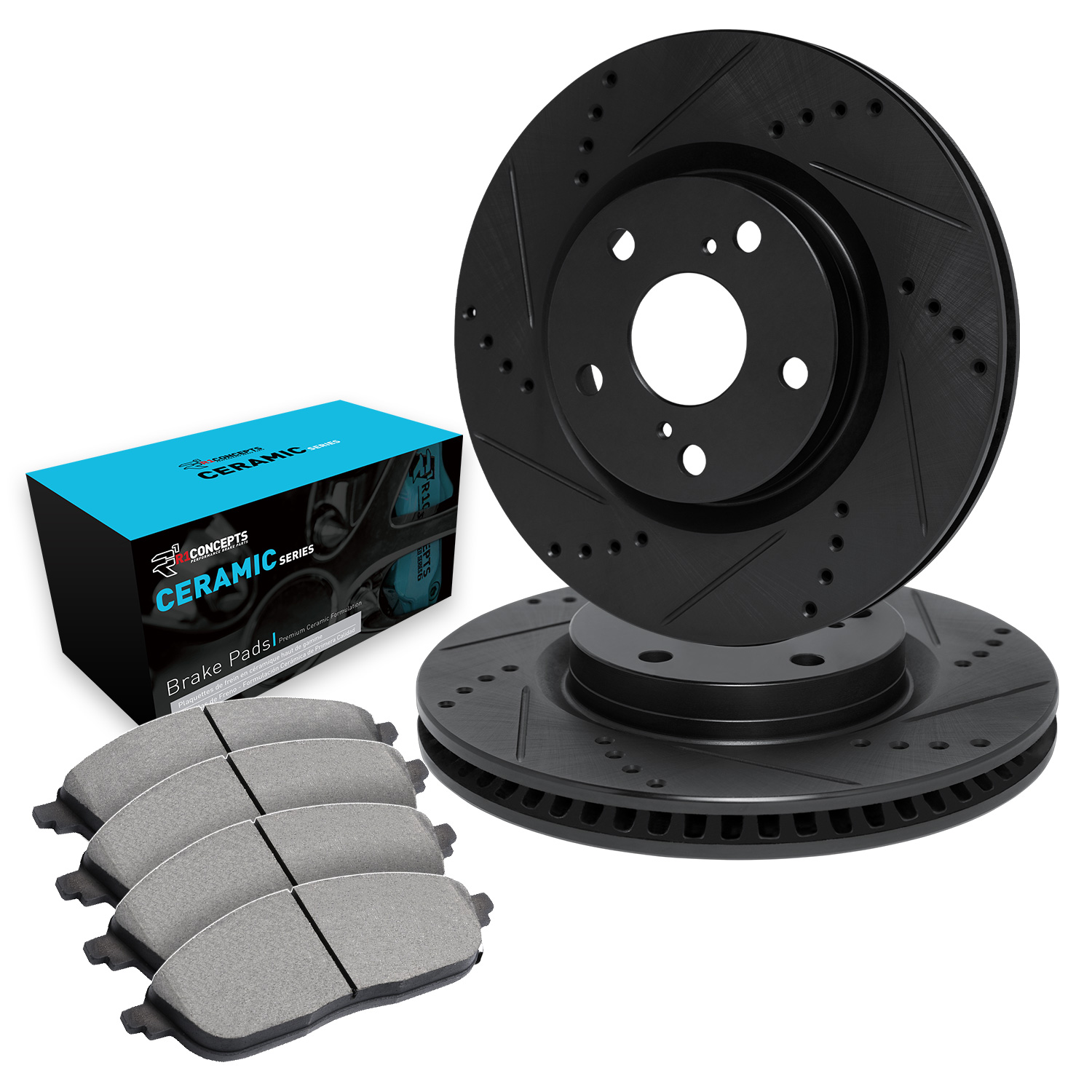 2017 Volkswagen e-Golf Limited Edition Black Performance Drilled/Slotted Rotors with Ceramic Series
