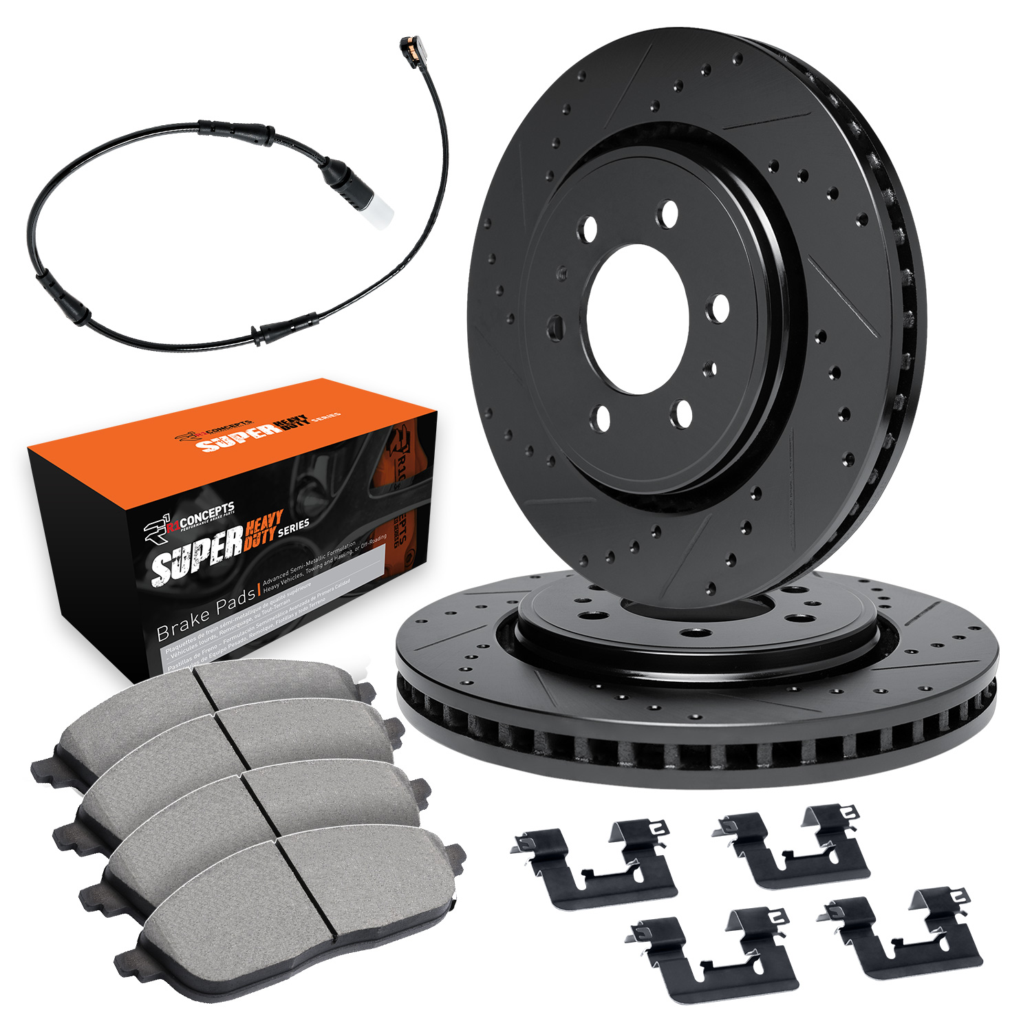 2012 Freightliner Sprinter 3500 Base Black Performance Drilled/Slotted Rotors with Super Heavy Duty