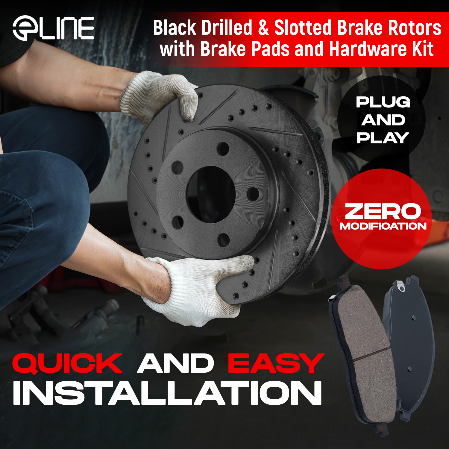 1990 Audi 80 Base Black Performance Drilled/Slotted Rotors with OPTIMUM OEp