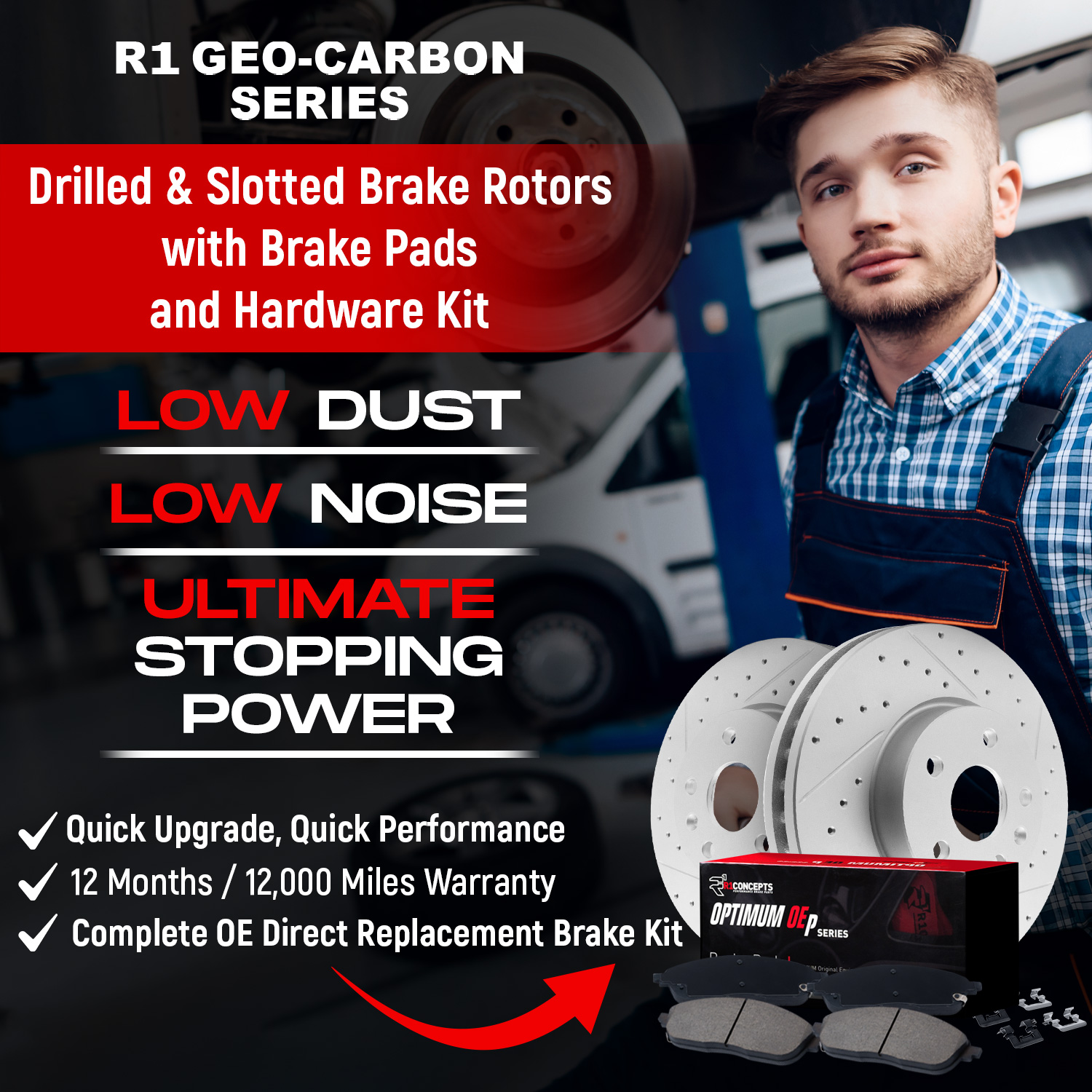 1987 Ford F-350 XLT Lariat Silver Performance Drilled/Slotted Rotors with OPTIMUM OEp