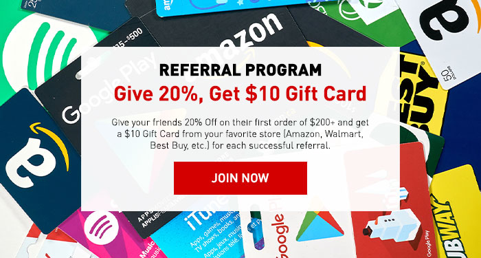 Referral Program - Give 20%, Get $10 Gift Card