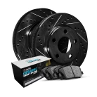 R1 eLINE Black Series Drilled and Slotted Brake Rotors; R1 CERAMIC European Series Brake Pads