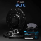 R1 eLINE Black Series Drilled and Slotted Brake Rotors; R1 CERAMIC Series Brake Pads; Hardware