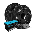 R1 eLINE Black Series Drilled and Slotted Brake Rotors; R1 CERAMIC Series Brake Pads