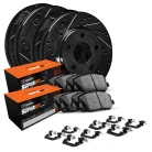 R1 eLINE Black Series Drilled and Slotted Brake Rotors; R1 SUPER Heavy Duty Series Brake Pads; Hardware