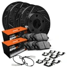 R1 eLINE Black Series Drilled and Slotted Brake Rotors; R1 SUPER Heavy Duty Series Brake Pads; Hardware & Sensor