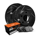 R1 eLINE Black Series Drilled and Slotted Brake Rotors; R1 SUPER Heavy Duty Series Brake Pads