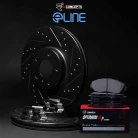R1 eLINE Black Series Drilled and Slotted Brake Rotors; R1 OPTIMUM OEp Series Brake Pads; Hardware