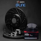 R1 eLINE Black Series Drilled and Slotted Brake Rotors; R1 OPTIMUM OEp Series Brake Pads; Hardware & Sensor