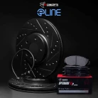 R1 eLINE Black Series Drilled and Slotted Brake Rotors; R1 OPTIMUM OEp Series Brake Pads; Sensor