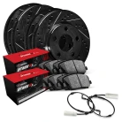 R1 eLINE Black Series Drilled and Slotted Brake Rotors; R1 OPTIMUM OEp Series Brake Pads; Sensor