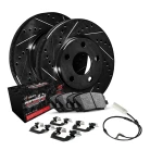 R1 eLINE Black Series Drilled and Slotted Brake Rotors; R1 PERFORMANCE Off-Road/Tow Series Brake Pads; Hardware & Sensor