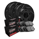 R1 eLINE Black Series Drilled and Slotted Brake Rotors; R1 PERFORMANCE Off-Road/Tow Series Brake Pads