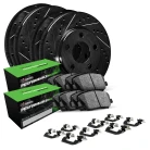 R1 eLINE Black Series Drilled and Slotted Brake Rotors; R1 PERFORMANCE Sport Series Brake Pads; Hardware