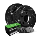 R1 eLINE Black Series Drilled and Slotted Brake Rotors; R1 PERFORMANCE Sport Series Brake Pads