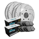 R1 eLINE Silver Series Drilled and Slotted Brake Rotors; R1 CERAMIC European Series Brake Pads