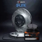 R1 eLINE Silver Series Drilled and Slotted Brake Rotors; R1 SUPER Heavy Duty Series Brake Pads; Sensor